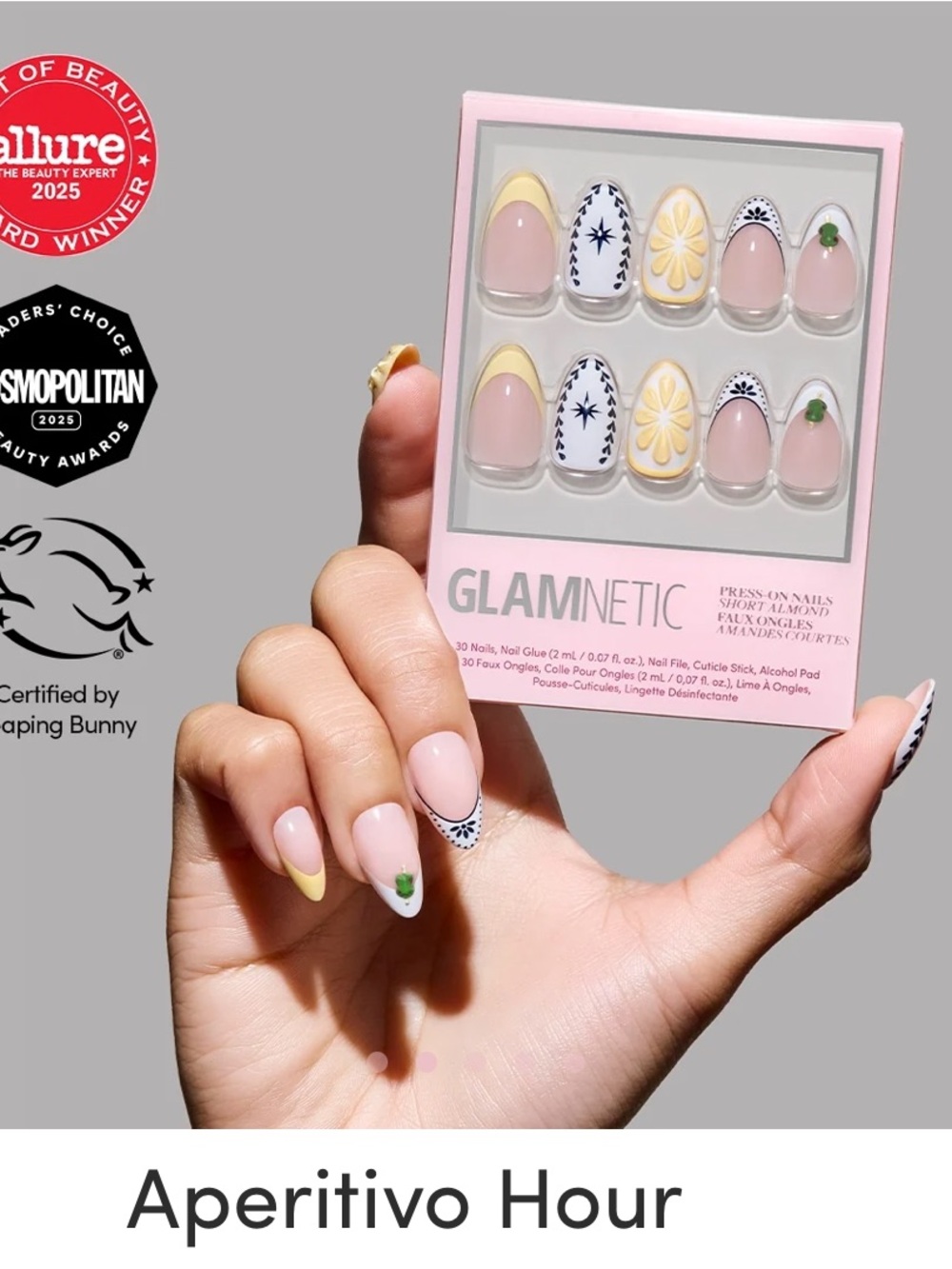 Glamnetic Press-On Nails — Aperitivo Hour (Pink & Yellow)